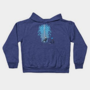 Blue bird riding bike Kids Hoodie